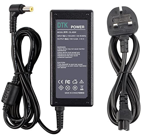 DTK 19V 3.42A 65W Laptop Charger for Acer Notebook Computer PC Power Cord Supply Lead AC Adapter Aspire Extensa TravelMate TimelineX series, Connector: 5.5 x 1.7mm