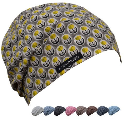 Kopfmuss - leichte, ungefütterte Sommermütze Damen KoS1128 - S, tulpen grau/gelb/weiss