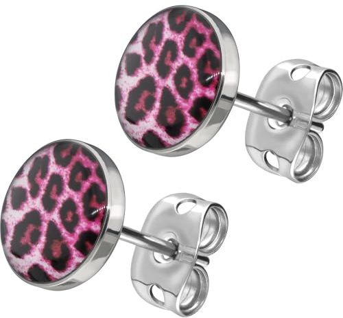 FILANGO 1 Paar Chirurgenstahl Ohrstecker Schmuck LEO Print Farb und Größenauswahl
