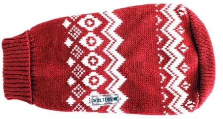 Wolters Norweger Pullover für Mops&Co., Größe:30 cm, Farbe:rot/Weiss