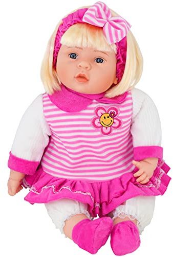 Bibi Doll - Realistic Lifelike Soft Bodied Chubby Baby Doll Girls Boys Toy With Sounds, Large Size, 24 Inches