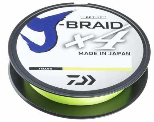 Daiwa Unisex – Erwachsene J-Braid X4 Schnur, Gelb, 0,15mm 135m