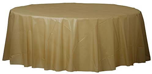 amscan 77018-19 Gold Round Plastic Tablecover 2.13m - 1 Pc 2.13m-12
