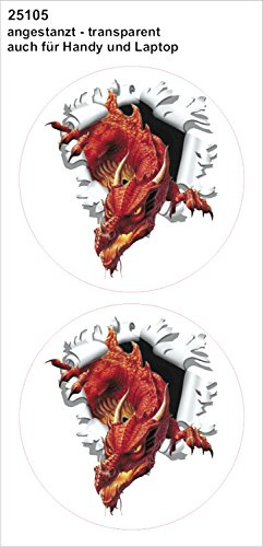 carstyling XXL Aufkleber Einschussloch 2er-Set 60 mm Motiv Drache