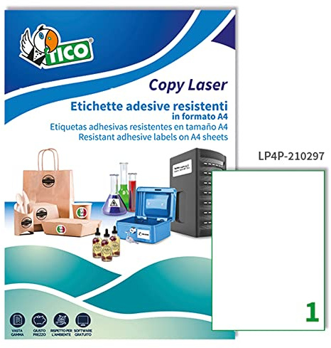 Tico LP4P-210297 Etiketten aus Polyester, 210 x 297, Weiß