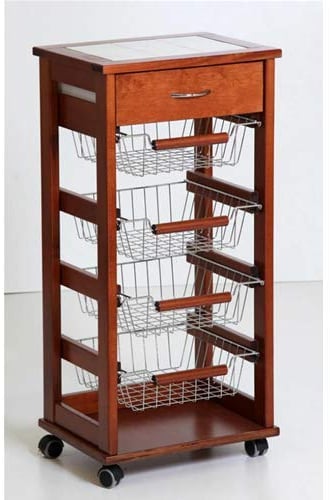 CARRELLO PORTAFRUTTA VESUVIO SALVASPAZIO CILIEGIO MATTONELLE DECO LEGNO MASSELLO CASSETTI 380519