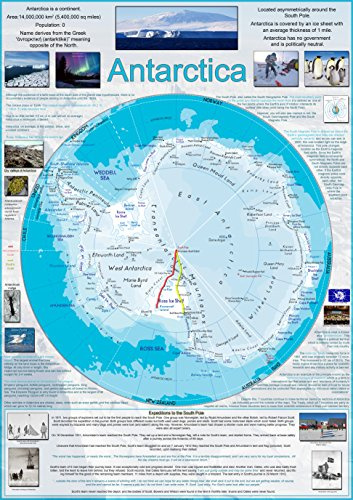 Karte Poster Der Antarktis – Papier laminiert A0 farblos