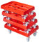 4 Stück Transportroller für Kisten 60 x 40 cm mit 2 Bremsen in rot