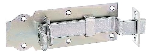 Gah-Alberts 117047 Schlossriegel flacher Griff, gekröpft, mit befestigter Schlaufe, Platte 140 x 52, gelb verzinkt