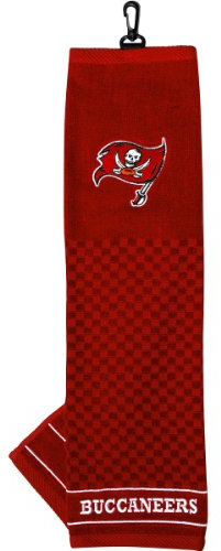 Team Golf NFL Tampa Bay Buccaneers Besticktes Golf-Handtuch, Besticktes Golf-Handtuch, Kariertes Scrubber-Design, gesticktes Logo