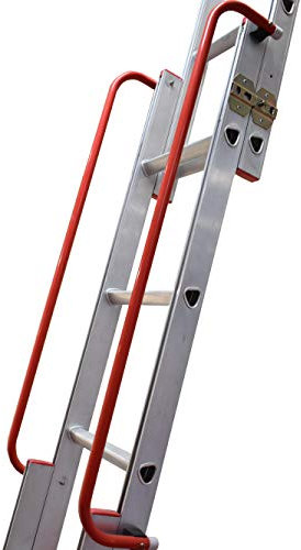 BPS Aluminium Slider | 3-Section Sliding Loft Ladder with Handrail | D-Shaped Rungs, Stowing Pole, Locking Catches | 150kg Load Capacity