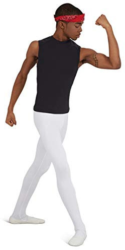Capezio Men's Footed Tight, White, Medium