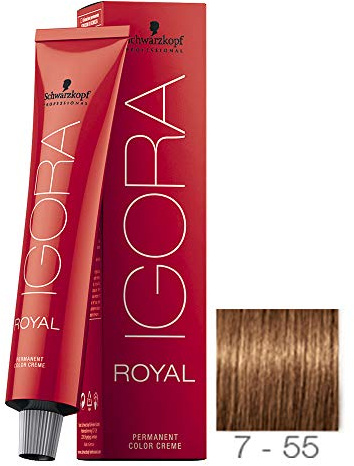 Schwarzkopf Professional Igora Royal Hair Color, 7-55, Medium Blonde Gold Extra, 60 Gram