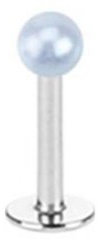 Paula & Fritz® Labret Piercing 8-mm 1,2-mm Lippenpiercing Stecker Ohr Silber Damen Herren Tragus Conch Kugel Stab Chirurgenstahl Perle Blau
