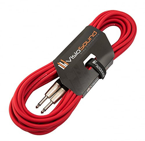 VisioSound Guitar Lead 6.35mm Mono Jack to Jack/Instrument Cable/Patch Lead / 6 Colours 10m Red