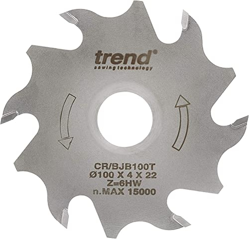 Trend CraftPro Cuchilla para engalletadora de 100 mm de diámetro x 6 dientes x 22 mm de cuerpo delgado, seis dientes de carburo de tungsteno, CR/BJB100T