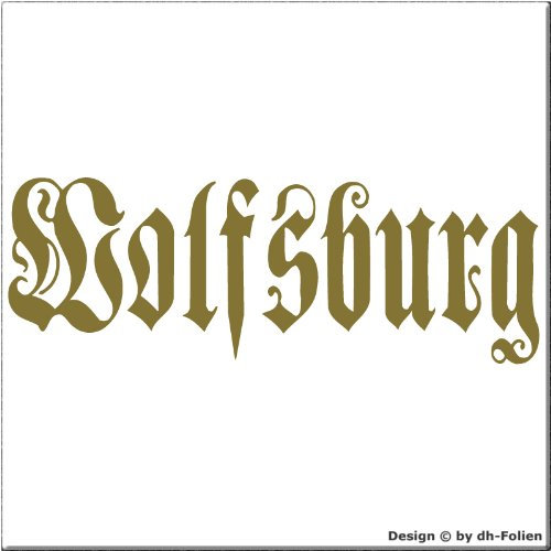 cartattoo4you® AK-01655 | Wolfsburg - Fraktur/Altdeutsche Schrift | Autoaufkleber Aufkleber Farbe Gold, in 24 Farben erhältlich, glänzend 17 x 5 cm Waschstrassenfest