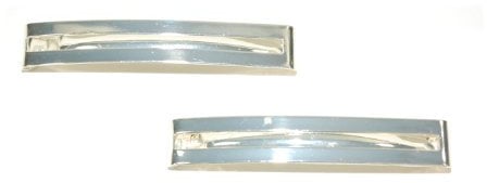 Pair of Double Straight Bar Clip-in End Barrettes, Hair Slides. (Silver)