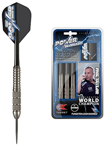 Target Darts Phil Taylor Power Silverlight Steel Tip Dartpfeile (22gr), silber 22g