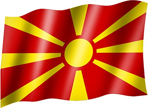 sportfanshop24 Flagge/Fahne MAZEDONIEN Nord/NORDMAZEDONIEN Staatsflagge/Landesflagge/Hissflagge mit Ösen 150x90 cm, sehr Gute Qualität