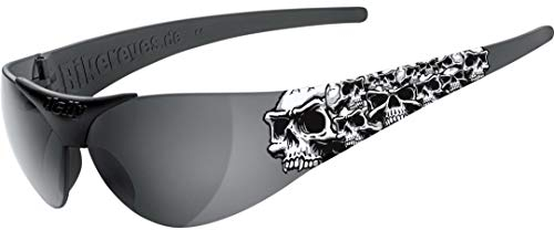 HELLY® - No.1 Bikereyes® | Bikerbrille, Motorradbrille, Motorrad Sonnenbrille | TESTSIEGER*: beschlagfrei, winddicht, bruchsicher | TOP Tragegefühl (smoke [moab 4-1000 skulls])