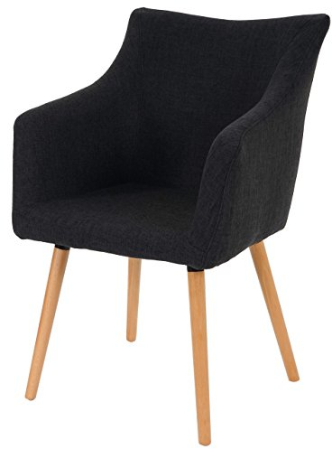 Mendler Esszimmerstuhl Malmö T382, Stuhl Küchenstuhl, Retro 50er Jahre Design - Textil, dunkelgrau
