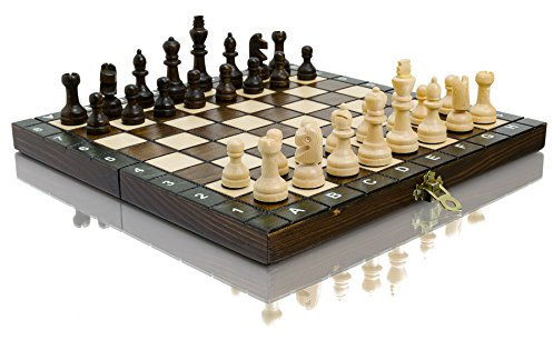 Schule Reiseschach Set | Master Of Chess | Birke und Buche Edles Schachbrett 27 cm | Chess Game Set - Schachbrett hochweertig mit Figuren - Tragbares Schach Set für Erwachsene und für Kinder