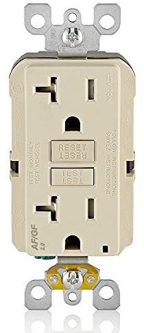 Leviton Dual-Function AFCI/GFCI Outlet, 20 Amp, Self Test, Tamper-Resistant with LED Indicator Light, Protection from Both Electrical Shock and Electrical Fires in One Device, AGTR2-T, Light Almond