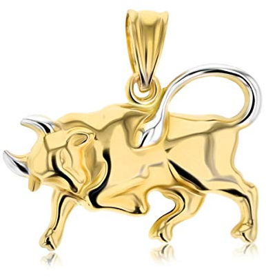 JC Trauringe GOLDANHÄNGER STIER 585ER GELB- WEISSGOLD 14 KARAT KETTENANHÄNGER STERNZEICHEN 8013