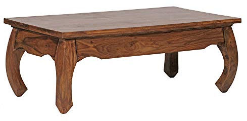 Wohnling Couchtisch Massiv-Holz Sheesham 110 cm breit Wohnzimmer-Tisch Design dunkel-braun Landhaus-Stil Beistelltisch