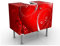 Apalis Waschbeckenunterschrank - Floral Heart - Badschrank Rot, Größe: 55cm x 60cm