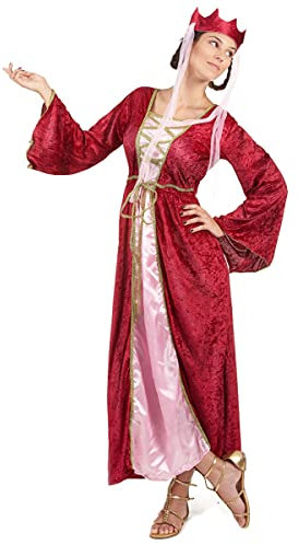 DEGUISE TOI - Déguisement rouge reine médiévale femme - Robe - Coiffe - M - Rouge - Déguisements adultes - 100% Polyester - A la main - Carnaval
