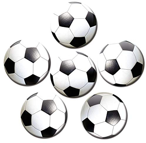 Kühlschrankmagnete Fußball 6er Deko Geschenk Set Magnete lustig für Fußballer Kinder Jungs Männer stark groß 50mm rund Schwarz Weiß