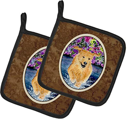 Caroline's Treasures Golden Retriever SS8627PTHD Paire de maniques en tissu Multicolore