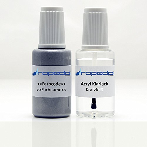 dropedo Lackstift Set passend für VW L091 Chromfarbe 20ml + Klarlack 20ml
