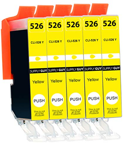 Supply Guy 5 Druckerpatronen mit Chip kompatibel mit Canon CLI-526 Gelb für IP4850 IP4950 IX6550 MG5150 MG5250 MG5340 MG5350 MG6150 MG6250 MG8150 MG8240 MG8250 MX715 MX885 MX895