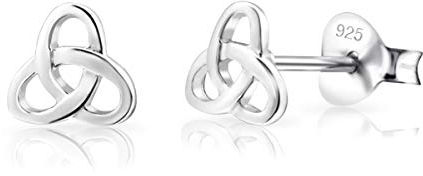 DTPsilver® KLEINE Ohrringe 925 Sterling Silber - Keltischer Dreifaltigkeitsknoten Ohrstecker - Durchmesser 5 mm