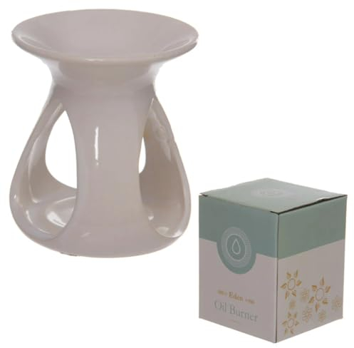 Puckator OB115B Duftlampe aus Keramik, 9,5 x 9,5 x 10,5 cm, Weiß