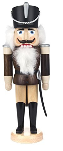 Seiffener Volkskunst | Nussknacker aus dem Erzgebirge | Husar mit Säbel 37 cm | Nussknacker Deko Figur | Original Erzgebirgische Volkskunst | 11212/6 | braun lasiert
