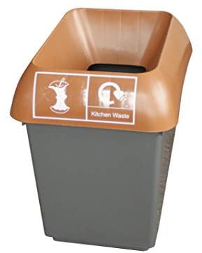 Chabrias 30 Litre Brown Lid & Food Waste Logo Recycling Bin – UK Made 100% Recycled Plastic Colour Coded Simpler Recycling Options