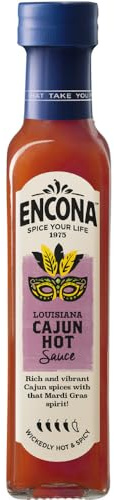 Encona Louisiana Cajun Sauce 142 ml (Pack of 6) | Wickedly Hot & Spicy - Authentic Cajun Condiment Sauce with Mardi Gras Character Ideal for Chicken Wings, Grill & BBQ