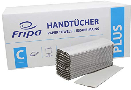 Fripa Papiertücher Plus: 1-lagig, 20x156 Tücher, 100% Recycling, C-Falz, reißfest, Naturfarbe