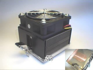 SmartCooler© FSM1165H - für Intel PIII Sockel 370, AMD DURON, Thunderbird, T-Bred und Barton Sockel A (462), Vollkupfer Lamellenkühler, mit Mittelklammer, 60x60x25mm medium speed Lüfter, Maße (LxBxH): 62x64x60mm, ca. 10-25 dbA