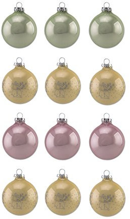 Thüringer Glas Design Christbaumschmuck, Pastell, 12-Teilig 8cm, Uni & Deko