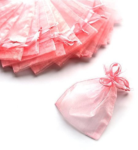 C.X.Y. 100 Sacchetti Organza 7 * 9cm Confetti Bomboniera Regalo (Rosa)