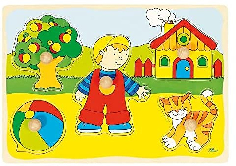 Goki 57858 - Steckpuzzle - Katze, Haus
