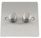 Light Dimmer Switch 2 Gang 2 Way 10 Amp - 400W - Satin Matt Chrome - Flat