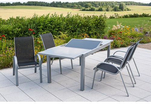 MERXX Gartenmöbel-Set Amalfi, silber/anthrazit 5 tlg.