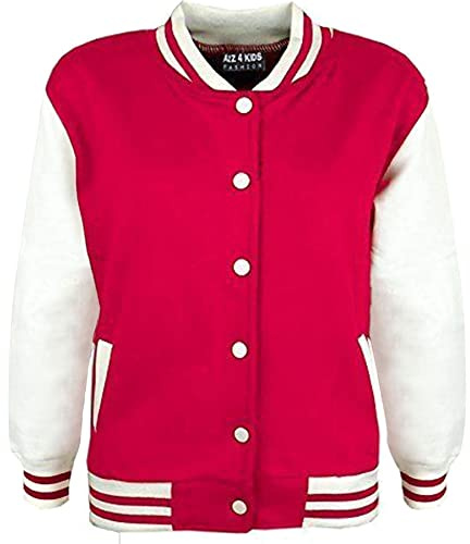 A2Z 4 Kids Girls Boys Varsity - B.B Plain Jacket Pink 13