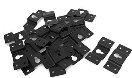 sourcing map DIY Amplifier Speaker Wall Mount Iron Hook Hanger Plate 20pcs Black